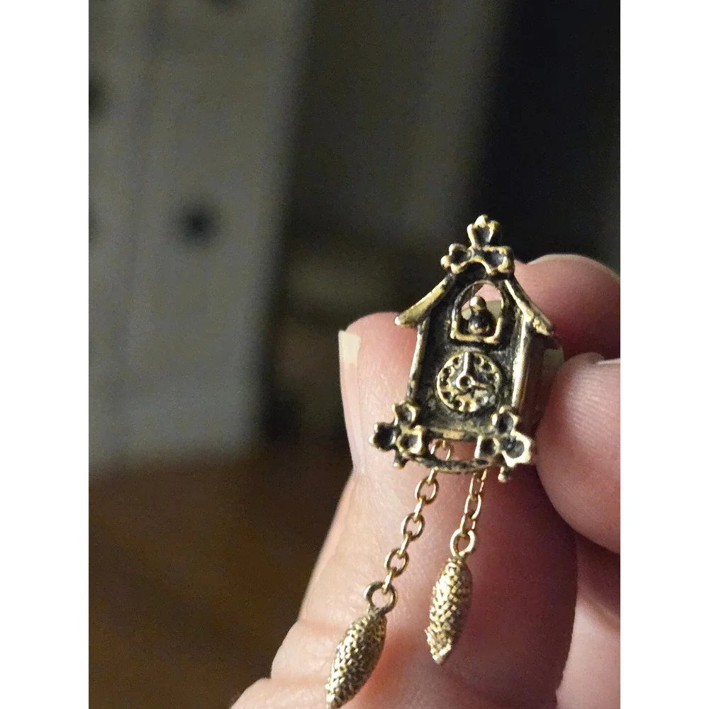 Avon Cuckoo Clock Lapel Pin Vintage Signed